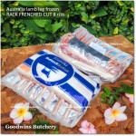 Lamb RACK FRENCHED CUT frozen Australia WHITE STRIPE whole cut 8 ribs +/- 1kg (price/kg)
